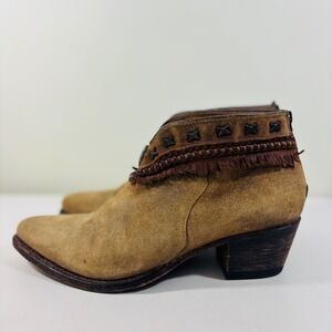 Sendra Woman Boho Western Ankle Cowboy Boots Suede Leather Handmade Spain Sz 38